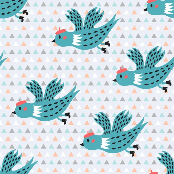 Oiseau et fleur motif sans couture — Image vectorielle