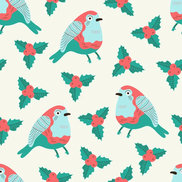 Weihnachtsvogel nahtloses Muster — Stockvektor