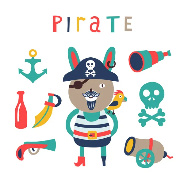 Conjunto de piratas — Archivo Imágenes Vectoriales