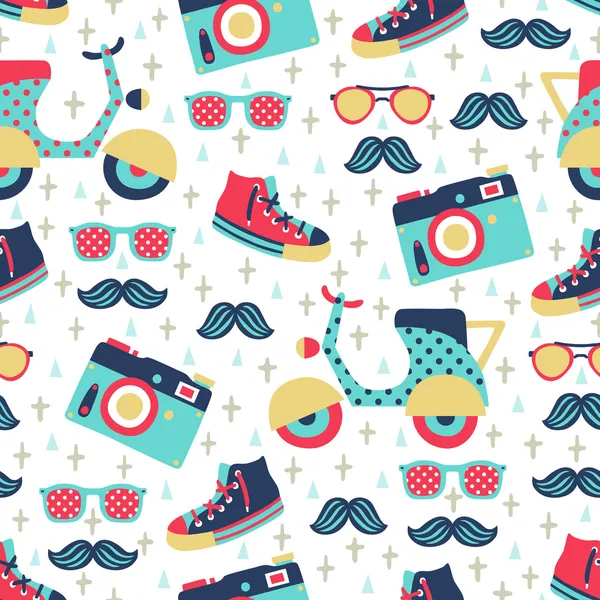 Hipster seamless pattern — Stock Vector