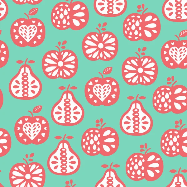 Pomme et poire motif sans couture — Image vectorielle