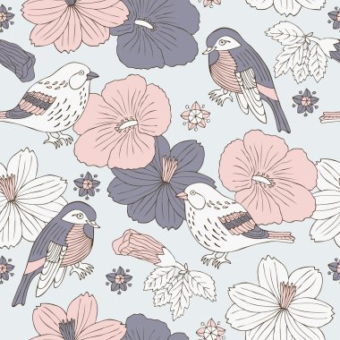 kuş ve çiçek arka plan