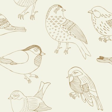 kuş elle çizilmiş desen