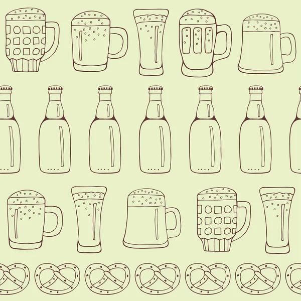Cartoon beer pattern — Stock Vector