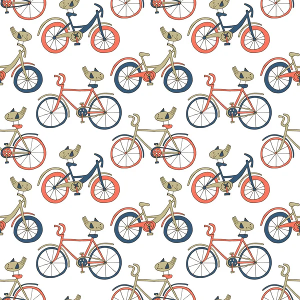 Bicycle doodle pattern — Stock Vector