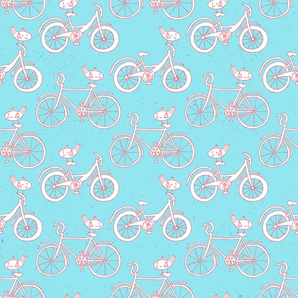 Bicycle doodle pattern — Stock Vector