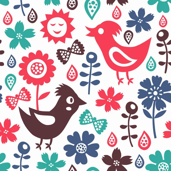 Bird and flower pattern — Stock Vector