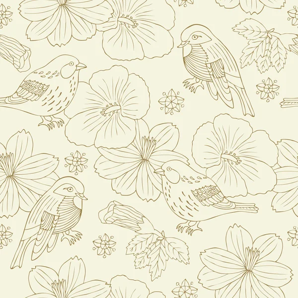 Fondo de aves y flores — Archivo Imágenes Vectoriales