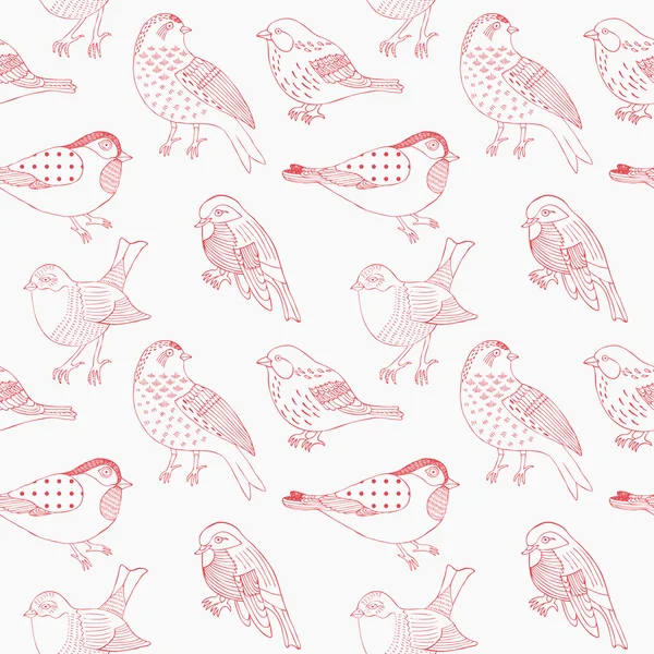 Bird hand drawn pattern — Stock Vector