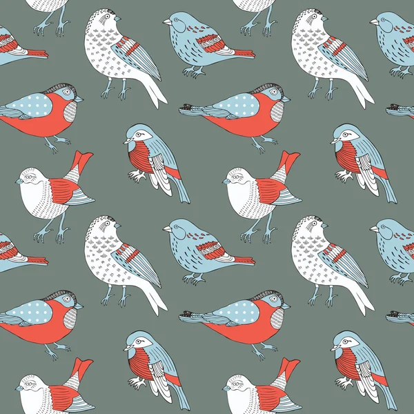 Vogel hand getrokken patroon — Stockvector