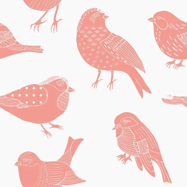 Fågel handen ritade mönster — Stock vektor