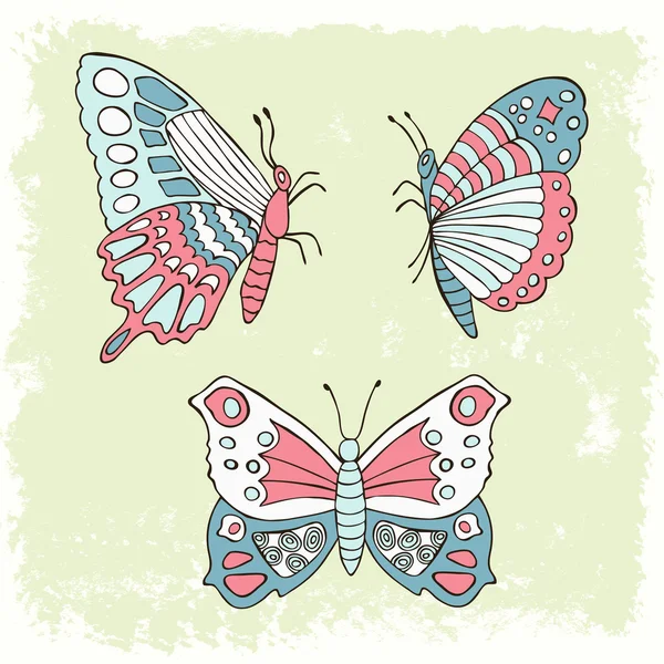 Pillangó kézzel rajzolt készlet — Stock Vector
