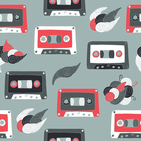 Cassette patrón sin costura — Vector de stock