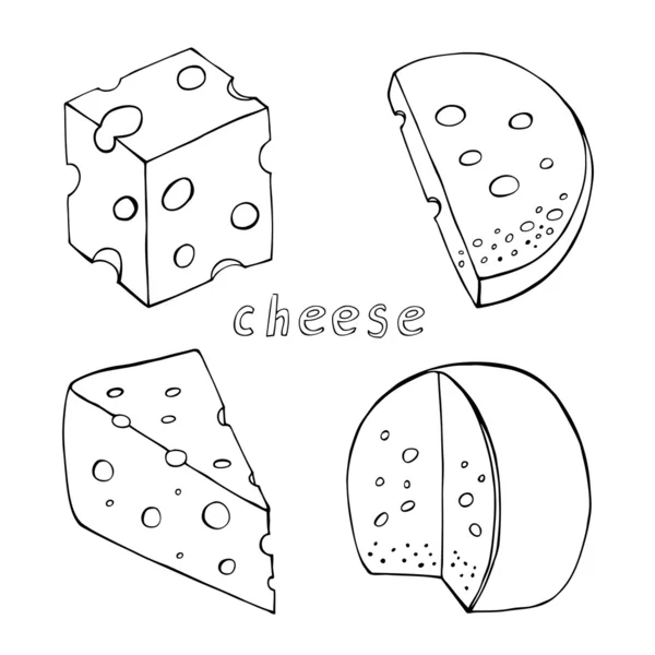 Sketch cheese collection — Stock Vector