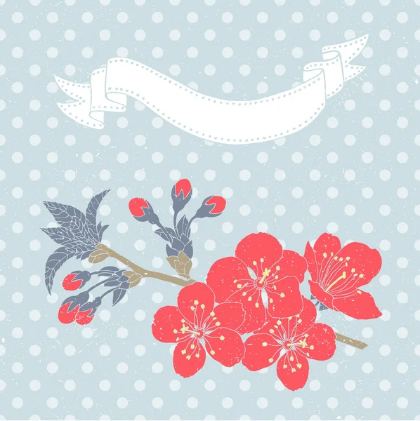 Cherry blossom retro card — Stock Vector