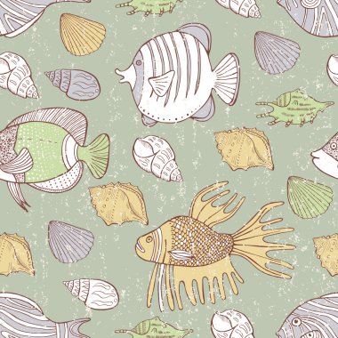 Retro balık seamless modeli