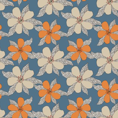 El çizimi çiçek deseni