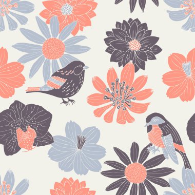 kuş elle çizilmiş desen