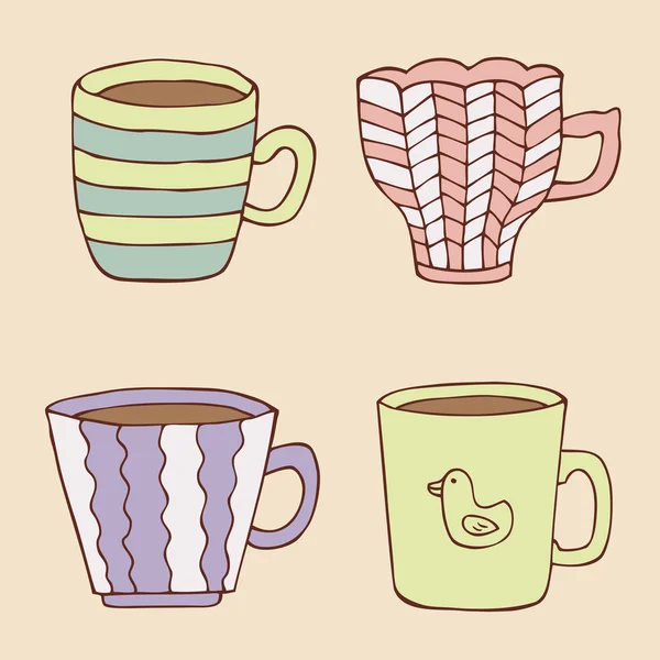 Cup hand dras set — Stock vektor