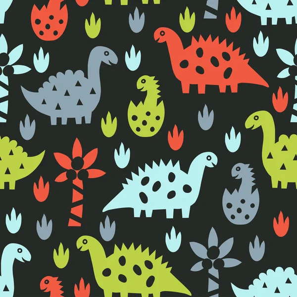 Fond sans couture dinosaure — Image vectorielle