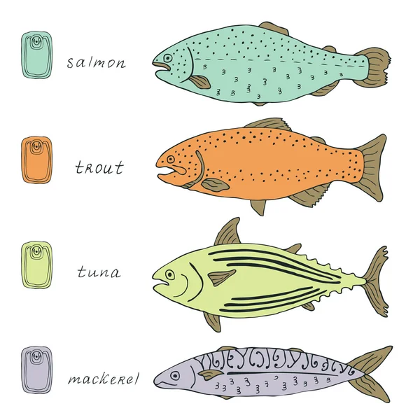 Vis kleurrijke collectie — Stockvector
