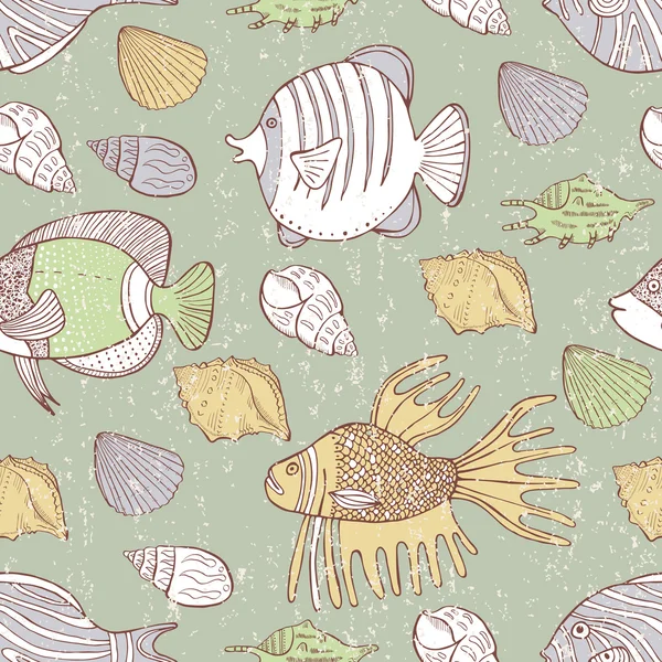 Modèle sans couture poisson rétro — Image vectorielle