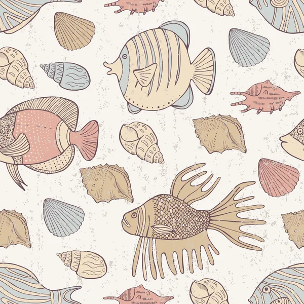 Modèle sans couture poisson rétro — Image vectorielle