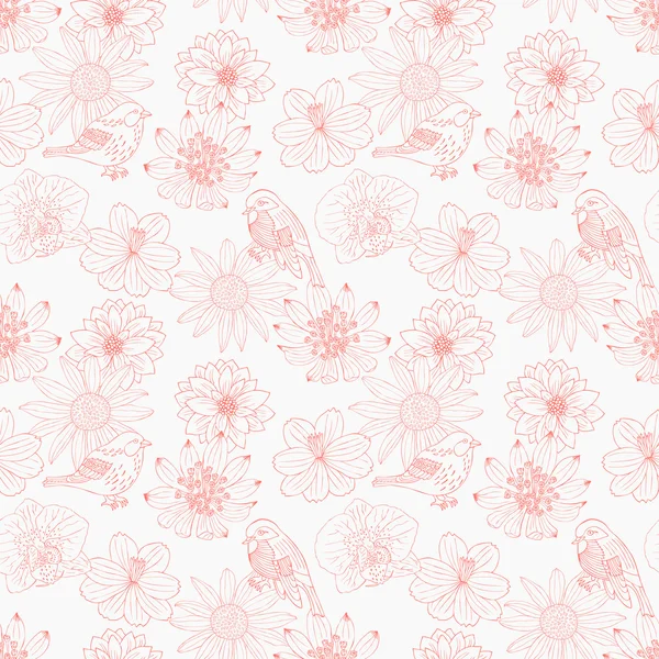 Fleur motif sans couture rétro — Image vectorielle