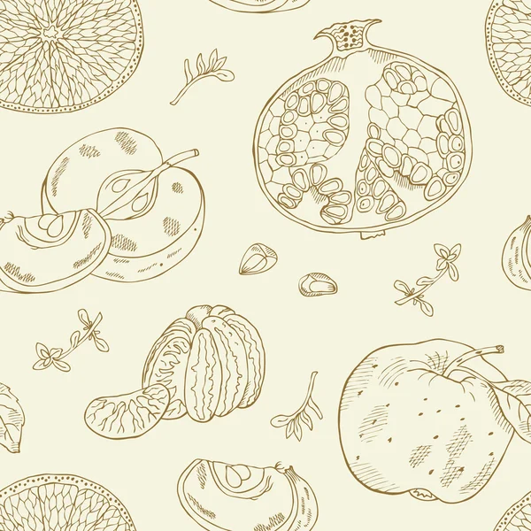 Modèle sans couture de fruits — Image vectorielle