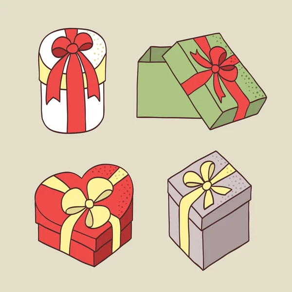 Cajas de regalo con arco — Vector de stock