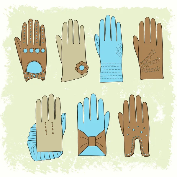 Ensemble de couleurs de gants — Image vectorielle