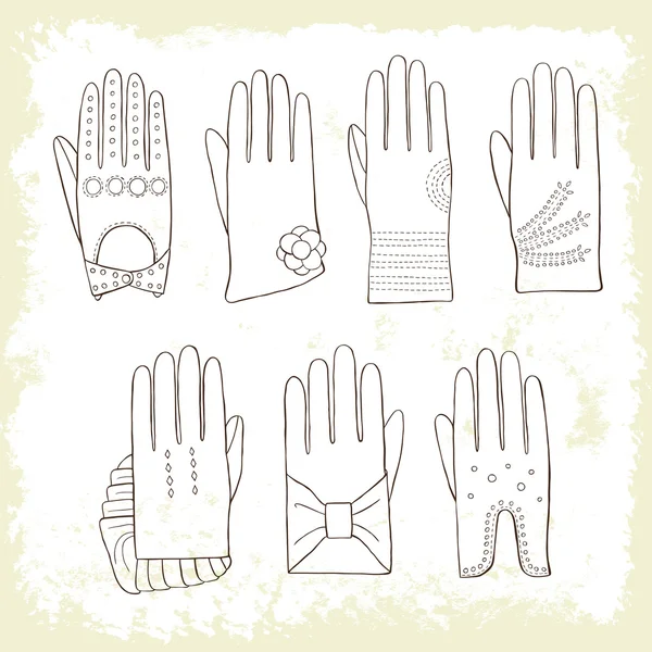 Ensemble de couleurs de gants — Image vectorielle