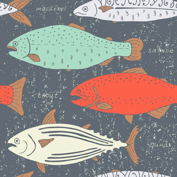 Retro fish seamless background — Stock Illustration Retro fish seamless background Royalty Free Stock Illustrations