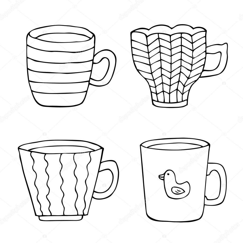 Cup hand drawn set