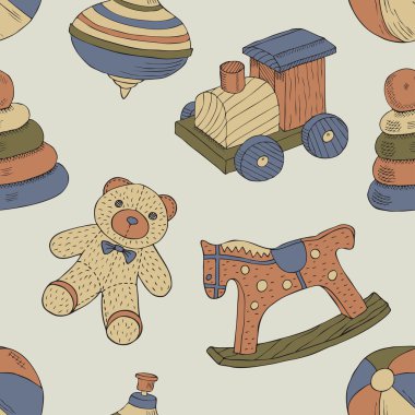 Retro oyuncaklar seamless modeli