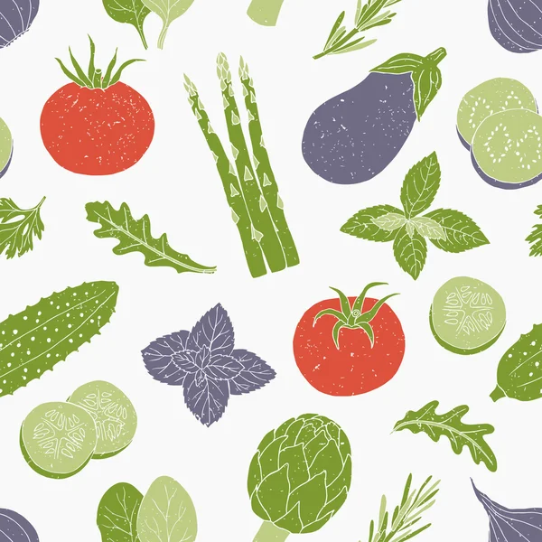 Patrón de verduras y hierbas — Vector de stock