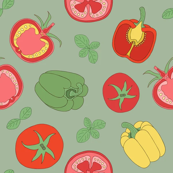 番茄和辣椒的模式 — 图库矢量图片