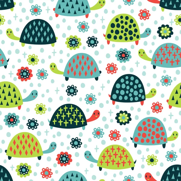 Turtle seamless pattern — Stock Vector