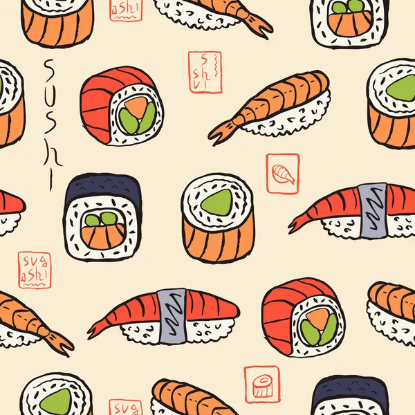 Sushi seamless pattern — Stock Vector