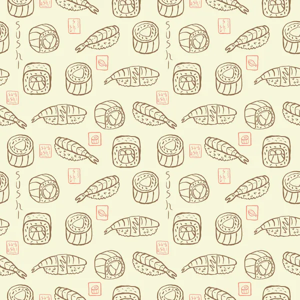 Sushi motif sans couture — Image vectorielle
