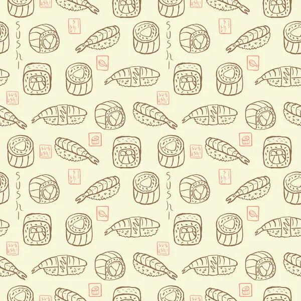 Sushi seamless pattern — Stock Vector