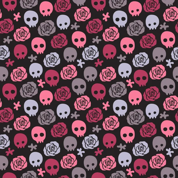 Crâne rose fond sans couture — Image vectorielle
