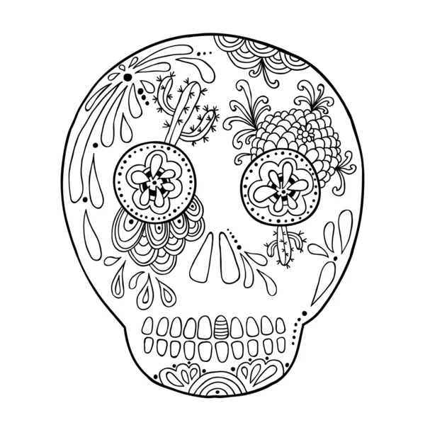 Handgetekende schedel — Stockvector