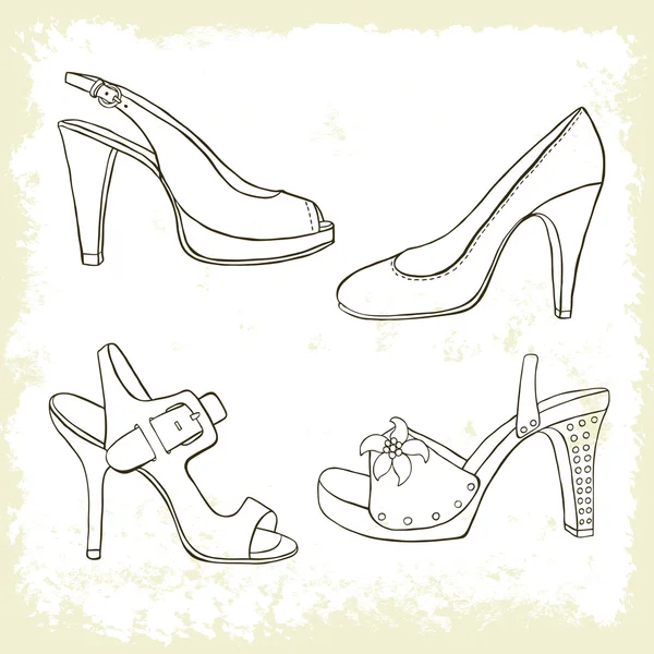 Women shoes retro set — Stock Vector