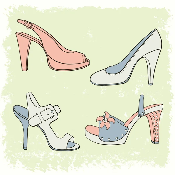 Women shoes retro set — Stock Vector