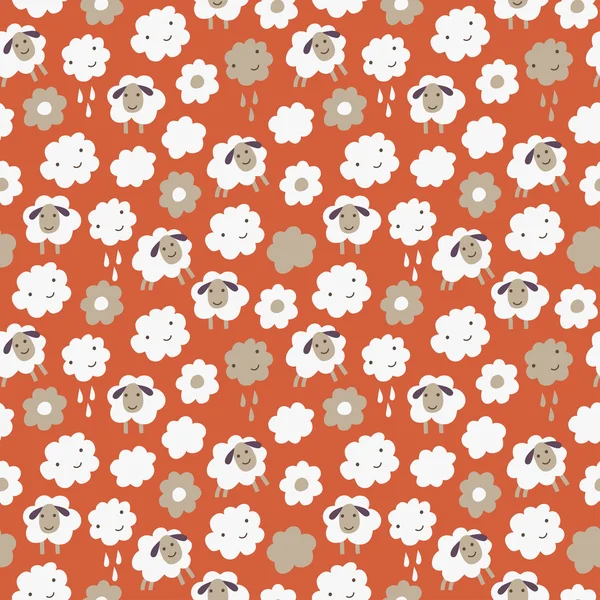 Sheep funny seamless pattern — Stock Vector