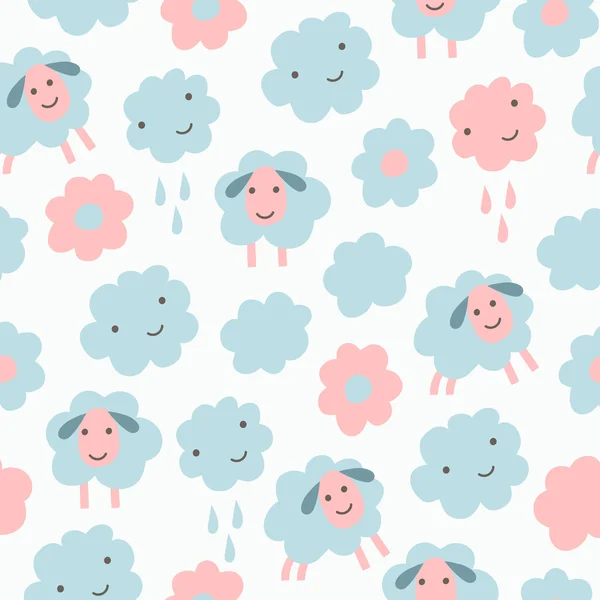 Sheep funny seamless pattern — Stock Vector