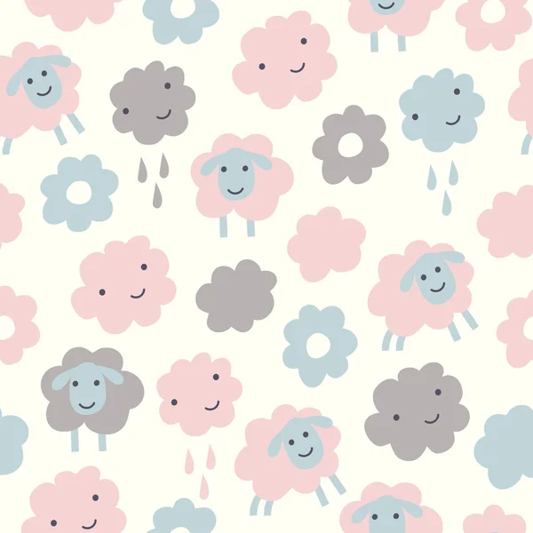 Sheep funny seamless pattern — Stock Vector