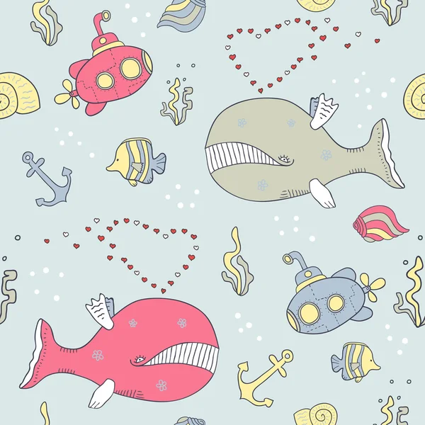 Vie marine fond sans couture — Image vectorielle