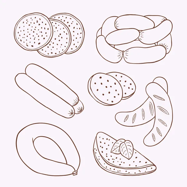 Set de saucisses colorées — Image vectorielle